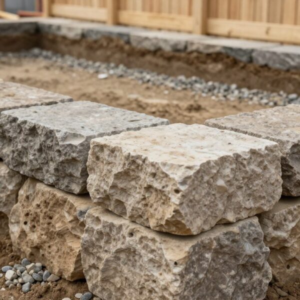 Fundament pod ogrodzenie z pustaków łupanych